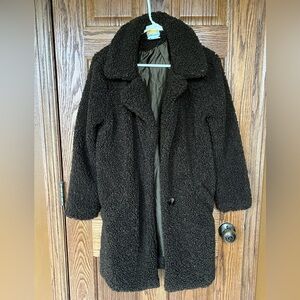 Green sherpa teddy pea coat
